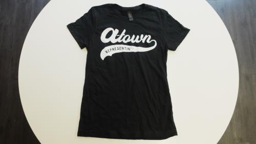 A-Town REPRESENTIN'   Gildan Ladies Tee Black Softstyle Ring Spun Size: Small