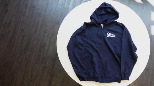 A-Town REPRESENTIN' NAVY GILDAN FULL ZIP UP HOODIE Size : LG